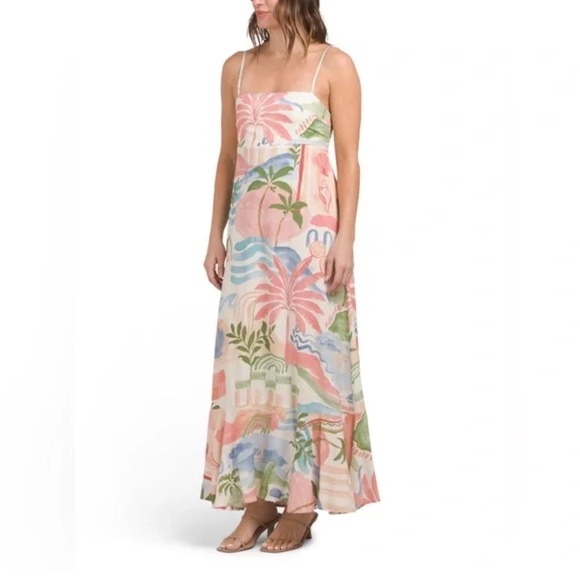 Coastal Beach Print Women's Maxi Dress - Picture 1 of 5